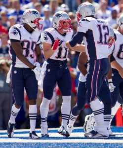 Any guesses who these guys are? It's Brady and his top two receivers. Yep, he's got a worse receiving core than his 